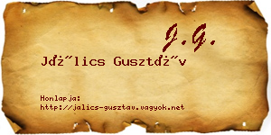 Jálics Gusztáv névjegykártya